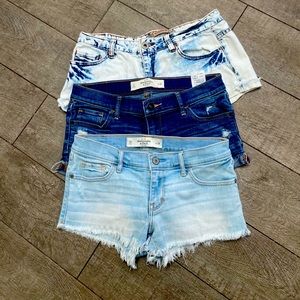 Two Abercrombie and Fitch and one Highway.  denim shorts  bundled.